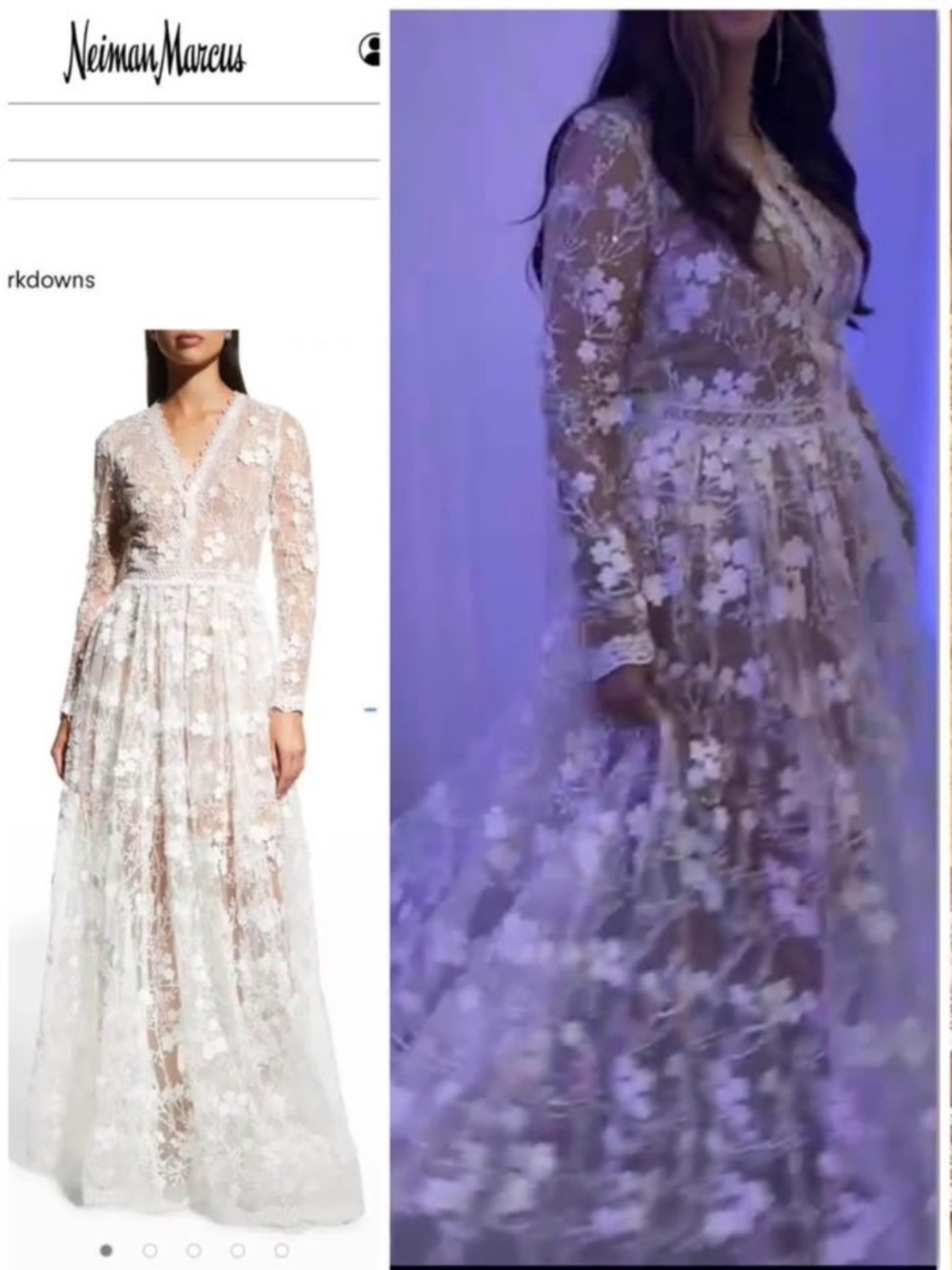 Bronx and Banco floral lace gown white/nude  size M